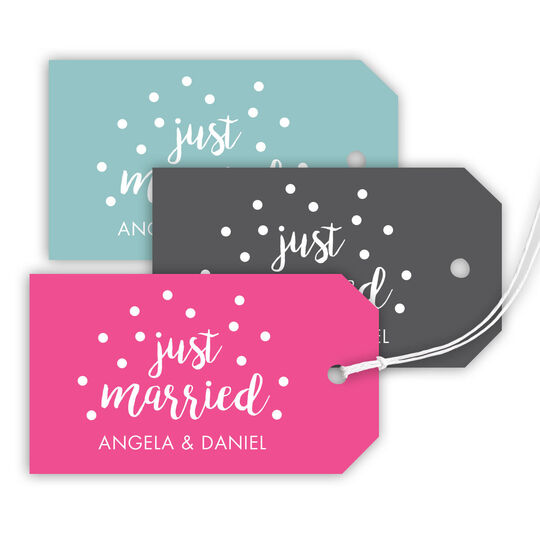 Just Married Confetti Hanging Gift Tags